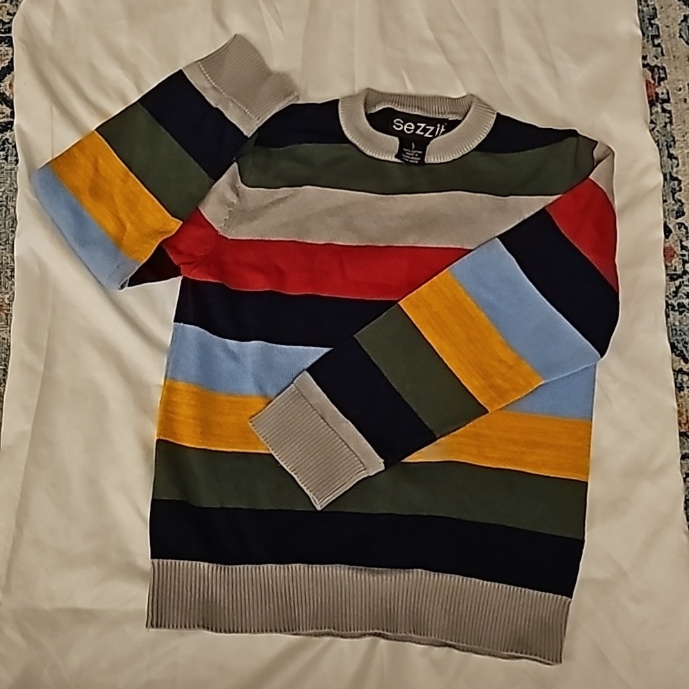 Boys multi color stripe knitted sweater size 7